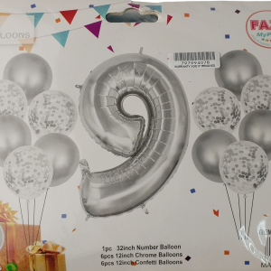 Casey 13pc Silver and White Balloon Set Nr 9 - Image 1