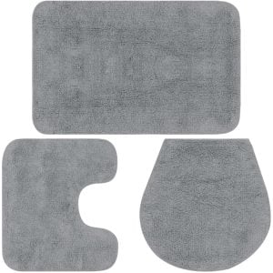 Casey Bathroom Light Grey 3 Piece Mat Set - Image 1