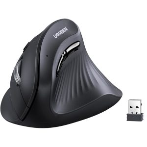 UGREEN Multi-Mode Vertical Mouse Bluetooth and 2.4G Wireless–Black - Image 1