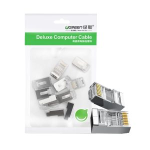 UGREEN NW111 RJ45 Cat6 Ethernet Network Head 100 Pack - Silver/Transparent - Image 1