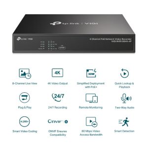TP-Link VIGI 4 Channel PoE Network Video Recorder | TP-VIGI-NVR1004H-4P - Image 2