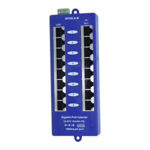 Passive POE Injector Hub, 8 Port, Gigabit, Blue - Image 4