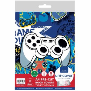 Marlin A4 PreCut Book Covers Cool Gamer 5pack - Image 1