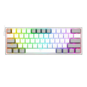 Redragon K617 FIZZ 60% Wired RGB Gaming Keyboard - White/Grey - Image 1