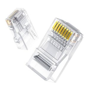 UGREEN Cat6 RJ45 Modular Plugs - Transparent with Gold Contacts (10 Pieces) - Image 1