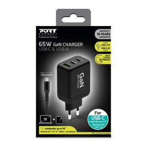 Port 65W GaN wall charger & 2M EU USB-C cable - Image 1