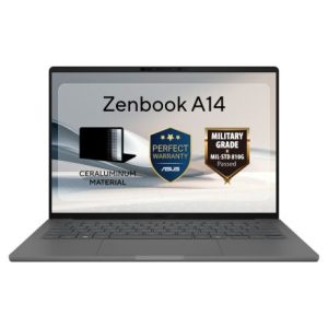ASUS Zenbook A14 /14.0-inch/WUXGA (1920 x 1200) OLED 16:10/Snapdragon® X X1 26 100 Processor /Non-touch screen/32GB LPDDR5X on board/1TB M.2 NVMe™/Qualcomm® Adreno™ GPU / Wi-Fi 6E(802.11ax) (Triple band) 2*2 + Bluetooth® 5.3 Wireless Card / Backlit Chiclet Keyboard / FHD camera with IR function / 1x USB 3.2 Gen 2 Type-A / 1x HDMI 2.1 TMDS / Windows 11 Pro / 1 year PUR warranty - Image 1