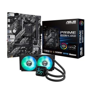 Asus PRIME B550M-K ARGB AM4 and Asus Prime LC 240 ARGB Liquid CPU Cooler Bundle - Image 1
