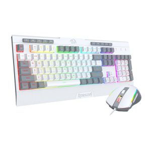 Redragon S151 Wired RGB Gaming Keyboard and Mouse Combo - White and Grey - Image 1