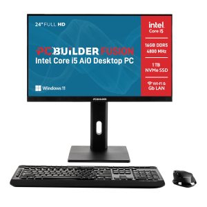 PCBuilder FUSION 24" Intel Core i5-12400 16GB DDR5 1TB Windows 11 AiO Desktop PC - Image 1