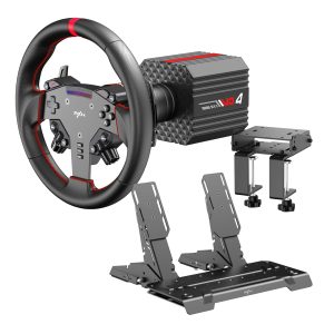 PXN VD4 Direct Drive Sim Racing Wheel – PD-HM Dual Pedal – Z8 Clamp Bundle - Image 1