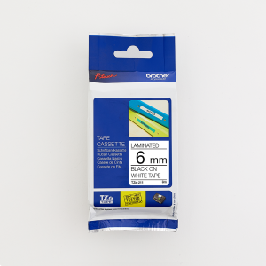 Brother 6MM Black on White Laminated tape - Image 1