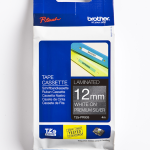 Brother 12MM White on Premium Silver tape 4m - Image 1