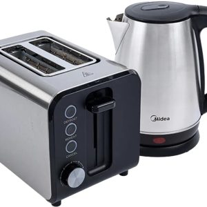 Midea Deluxe Stainless Kettle and 2 Slice Toaster Breakfast Pack - Image 1
