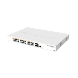 MikroTik Cloud Router Switch CRS328-24P-4S+RM, 24xGB LAN (all POE-out), 4x SFP+ cages, RouterOS L5 or SwitchOS (dual boot), 1U rACkmount case, 500W built-in PSU