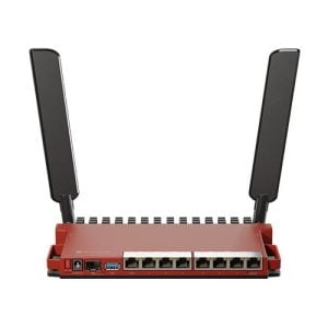 MikroTik L009UiGS-2HaxD, 8x GB LAN, 1x 2.5 GB SFP port, 2.4 GHz 802.11b/g/n/ax dual-chain wireless, 4dBi 2.4GHz external antennas, USB, desktop case, PSU - Image 1