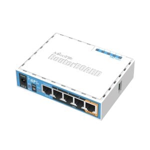 MikroTik hAP AC lite, 5x LAN, built-in 2.4GHz 802.11b/g/n two chain wireless with integrated antennas, built-in 5GHz 802.11AC single chain wireless with integrated antenna, USB, desktop case, PSU