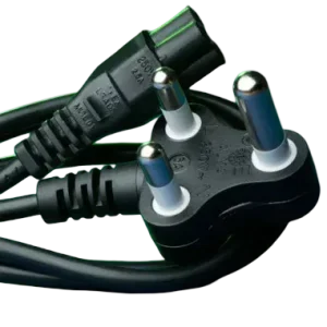 Power Cord (Clover) 3 Pin South African, 1.8 Meters. Dedicated Plug Top (Red Plug)