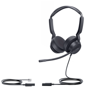 Yealink YHS36 E2 Dual Headset With RJ-9 And Noise Cancelling Microphone And Leatherette Ear Cushions