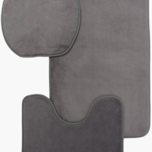 Casey 3 Piece Bathroom Mat Set Dark Grey