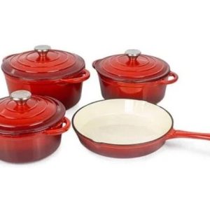 Totally 7 Piece Red Cast iron Cookware Set