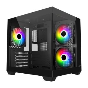 FSP S140 M-ATX Mid Tower Gaming Chassis - Black - Image 1